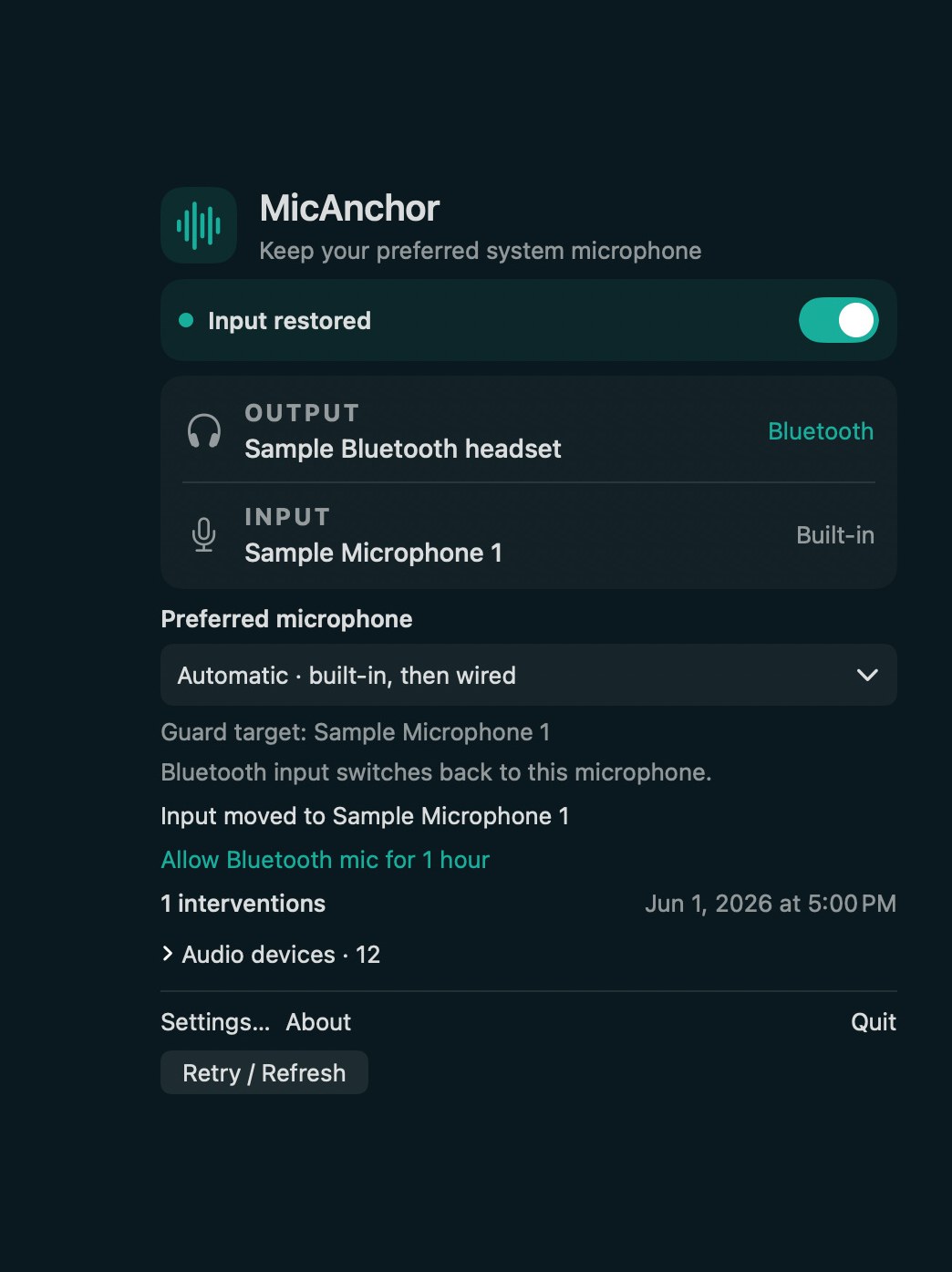 MicAnchor Sample mode detail